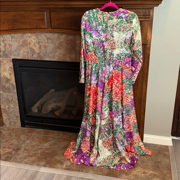 Vintage Leslie Fay long sleeve floral midcentury multicolor 1960s maxi dress  M/L - coffeafoods.com